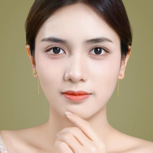 Wanke old phoenix flower rhyme yellow 18K gold ear wire color gold lotus lotus leaf lotus leaf earrings earrings gift for women