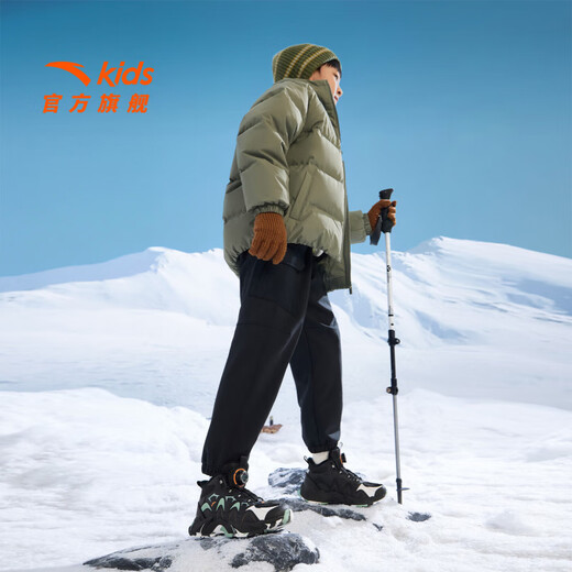 ANTA Children's Cotton Shoes for Men and Women 2025 Autumn and Winter New Fashion Knob Buckle Wear-Resistant Anti-Slip Outdoor Snow Boots Store Manager Recommends Black-3 33 Shoe Inner Length 20.5cm