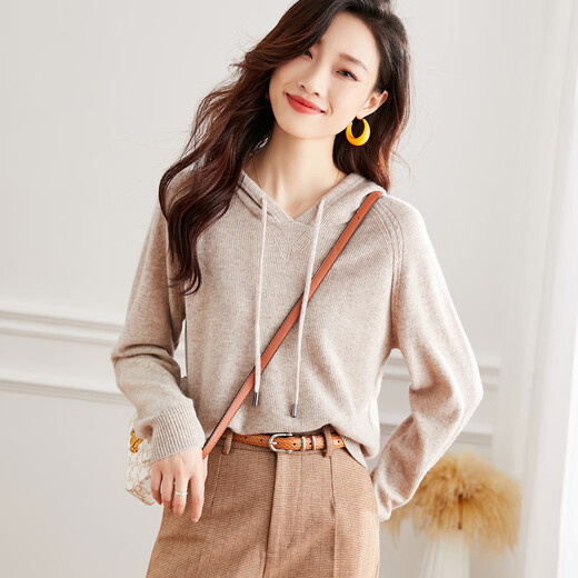 Shexi (Srcr) pure wool sweater autumn and winter all wool hooded sweater 100% wool urban casual sweater sweater