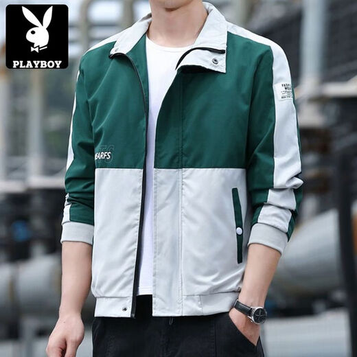 花花公子（PLAYBOY）短款风衣外套男士春秋季2025新款潮流帅气百搭上衣服男装春装夹克 5201【春秋】黑色 薄款 M 【建议85-斤左右】