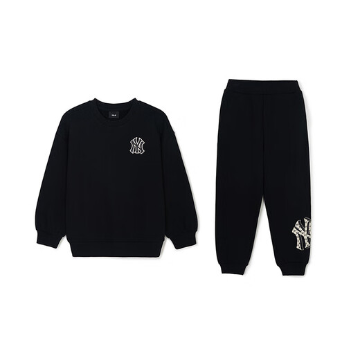 Major League Baseball (MLB) Children's Official Boys and Girls Casual Big LOGO Presbyopia Suit Sweater Trousers Autumn and Winter S2M02 Black 110cm