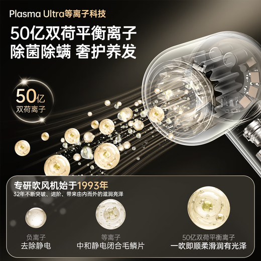 CONFU high-speed hair dryer 5 billion plasma hair care household high-power high-wind quick-drying birthday gift for girlfriend hair dryer F9Pro white national subsidy