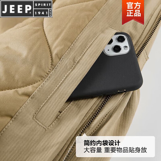 JEEP SPIRIT pure cotton coat men's autumn and winter loose large size workwear thickened American retro hooded jacket cotton jacket for men Khaki M Recommended 100Jin Jin is equal to 0.5kg -115Jin Jin is equal to 0.5kg