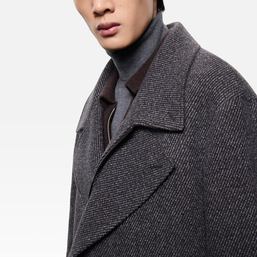 ERDOS show same series Men's Wool Camel Blended Coat Autumn and Winter Lapel Collar Business Jacket Dark Coffee Twill XL 180/100A