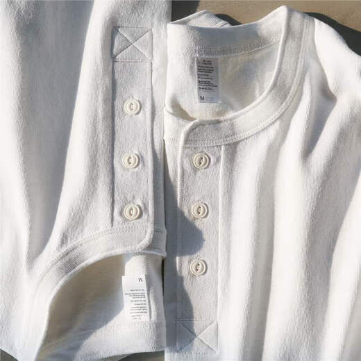 FOG RETRO2026 new trendy American Henry shirt long-sleeved T-shirt spring and autumn pure cotton inner sweatshirt white bottoming shirt for men white S