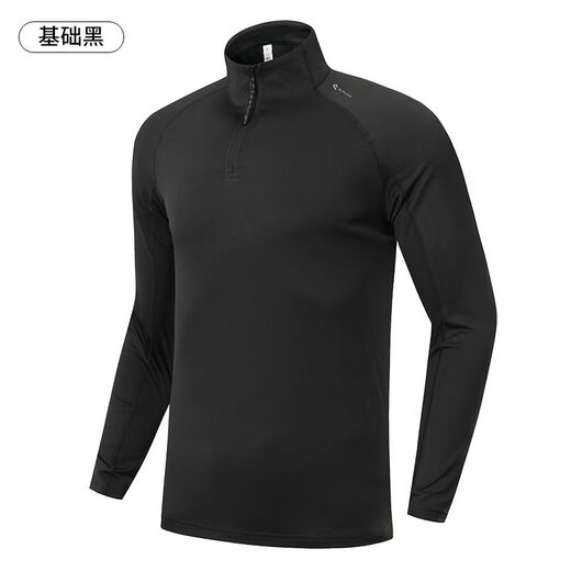Fitness clothes for men and women in spring and autumn quick-drying long-sleeved running sports and cycling clothes training stand-up collar half-zip sweatshirt basic black M M recommended body weight 95-120 Jin Jin equals 0.5 kg