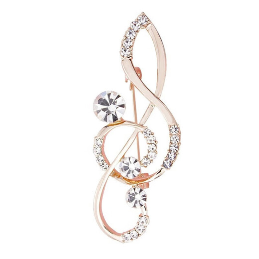 Diamond-encrusted musical note fashion brooch anti-exposure corsage brooch music symbol simple and versatile clothing accessories surround musical note-silver