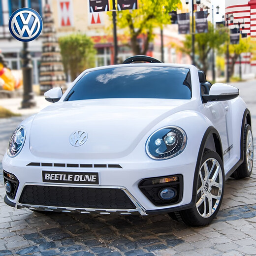 Yijing Volkswagen Beetle baby electric car four-wheel dual drive remote control swing toy car can seat baby and child luxury pink + soft tire + leather seat + remote control swing + Bluetooth music + portable pull rod