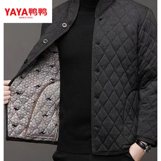 Duck Men's Winter Camel Down Winter Clothes for Middle-aged and Elderly Cold-proof Cotton Clothes Thickened Dad's Plush Cotton Jacket Warm Cotton Clothes Stand Collar Jacket Dark Gray Classic 4XL 125 to 150Jin Jin is equal to 0.5 kg