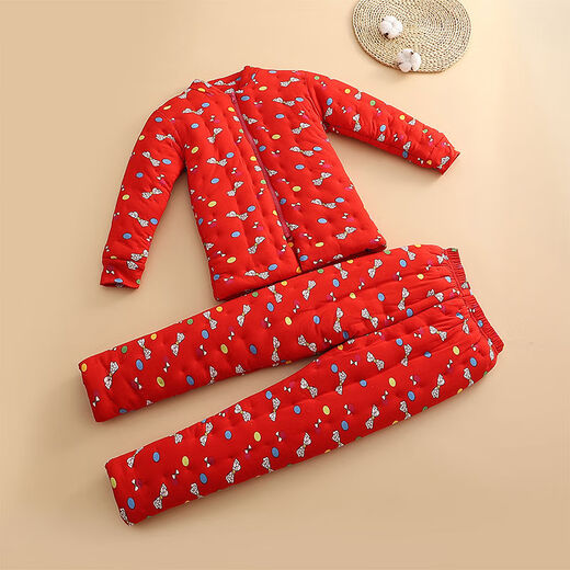 儿童手工纯棉花棉袄女宝宝冬季大中童棉衣服内胆小孩加厚棉裤套装 灰色恐龙图案 100 100码建议身高95100CM