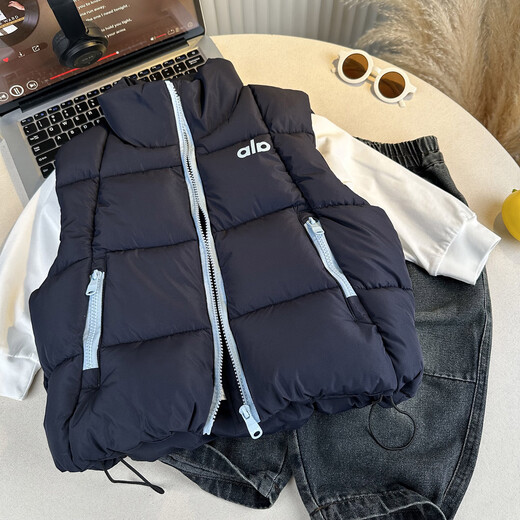 Boys vest outer wear autumn and winter clothing 2025 new handsome boy winter thickened vest children's cotton vest trendy yellow cm (recommended height around 95) 100