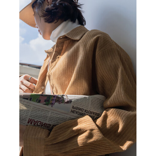 Semir blue corduroy shirt women's autumn and winter 2023 new inner layered sweater layered shirt two-piece top blue gray shirt S