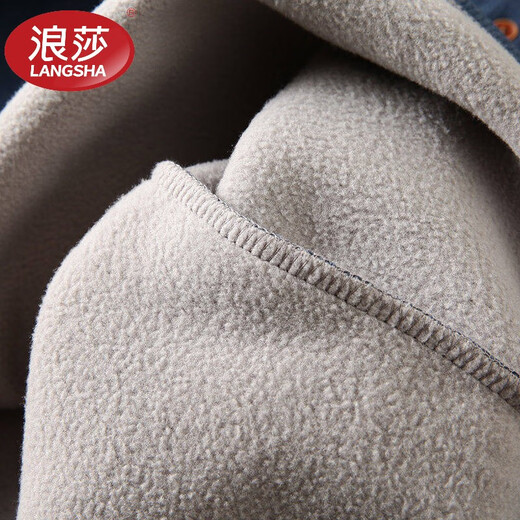 LangSha brand new winter style velvet thickened Henry collar long-sleeved T-shirt versatile large size loose bottoming shirt men's autumn coat light gray velvet style XS 110-125Jin Jin equals 0.5 kg