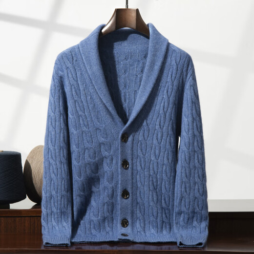 XJSGS international high-end brand autumn and winter heavyweight thickened green fruit collar goat wool cardigan men's new wool sweater jacket high-end dark camel heavyweight counter same style thickened winter style XL