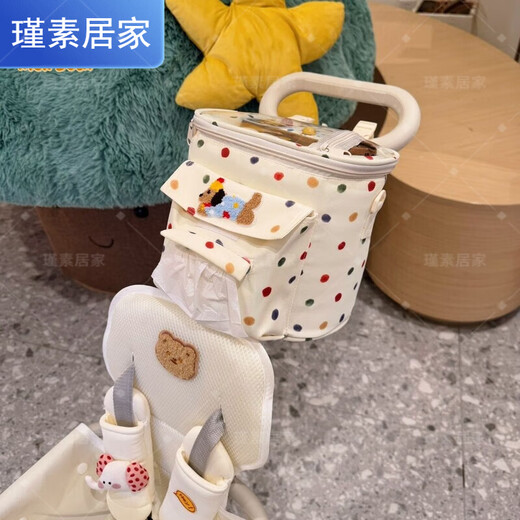 BEYZK Kinderwagen-Tasche, Kinderwagen-Tasche, universelles Zubehör, geeignet für Baby-Lauftasche, Aufbewahrungstasche, Regenschirm, Kinderwagen, Kinderauto-Aufbewahrung, universelles Modell, beige Bär, Handy-Aufbewahrung, Schicht + Haken + Riemen