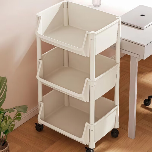 Kunfeng trolley storage rack floor-standing home living room kitchen storage rack shelf storage rack multi-layer snack storage rack 3-layer white simple small model
