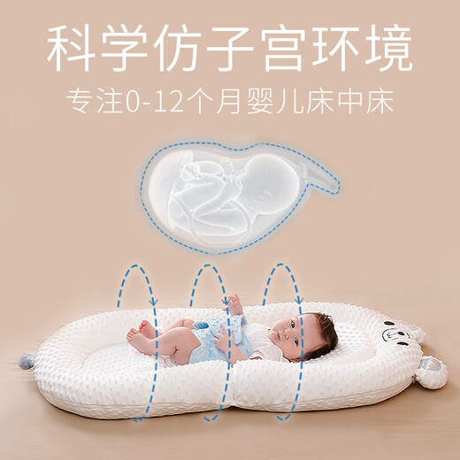 MPPMCK Newborn Bionic Portable Bed-in-Bed Anti-pressure Movable Baby Sleeping Bed Little Pink Rabbit (Single Bed+