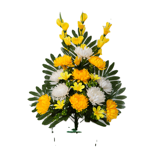 Jingga grave-sweeping fake flowers, silk flowers, fake flowers, Qingming Festival sacrificial flowers, plastic simulated chrysanthemum bouquets placed in front of the tombstones, 19 Xiaoli chrysanthemums (yellow and white)