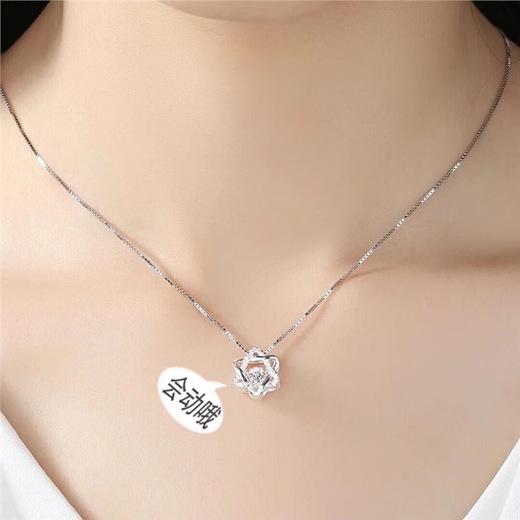 Laofengxiang PT950 platinum diamond necklace, water drop set with diamond pendant set chain, temperament clavicle chain, holiday gift, four-leaf clover pendant + (yuanbao chain) light luxury style + gift box