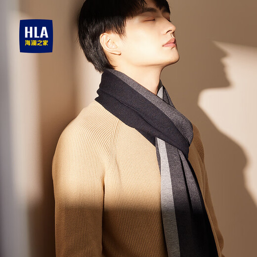 Heilan House scarf contains wool for men's winter fashion warm scarf to prevent cold birthday gift for dad and boyfriend gift box scarf black gloves combination pack