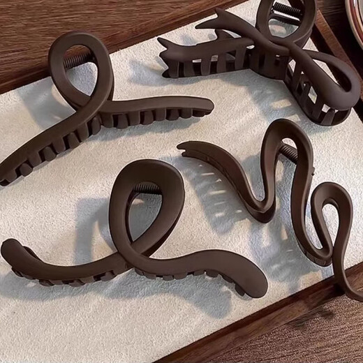 High-end 2025 new frosted coffee color large clip hair clip for women with hair on the back of the head, shark clip hair clip headgear, great value recommendation, main picture 6-piece set