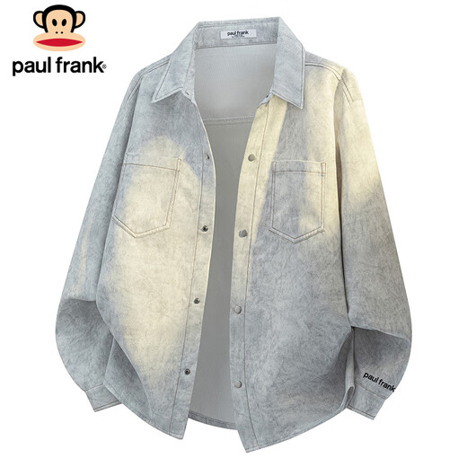 Рубашка с длинными рукавами Paul Frank, мужская осенняя рубашка с принтом тай-дай, мужская повседневная свободная рабочая одежда, куртка, мужская куртка с принтом тай-дай, облачно-серого цвета, XL