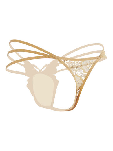 Sexy men's thong hollow butterfly protruding transvestite CD cross-dressing special hidden jj underwear fake vagina underwear for men apricot color one size fits all