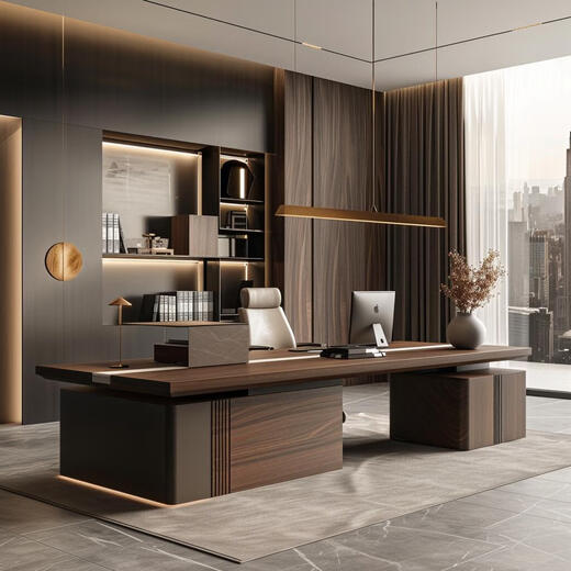 Italian minimalist solid wood boss desk office desk and chairs black walnut executive desk high-end chairman desk can be customized and the size can be customized (contact customer service)