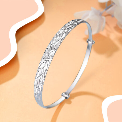 Wanfulong platinum PT950 bracelet for women, simple and fashionable printed platinum bracelet as a gift for girlfriend 14.84g