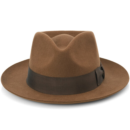 ZNMW denla autumn and winter casual all-match hat pure wool fashion gentleman hat women's big brim British jazz black S (54-55CM)