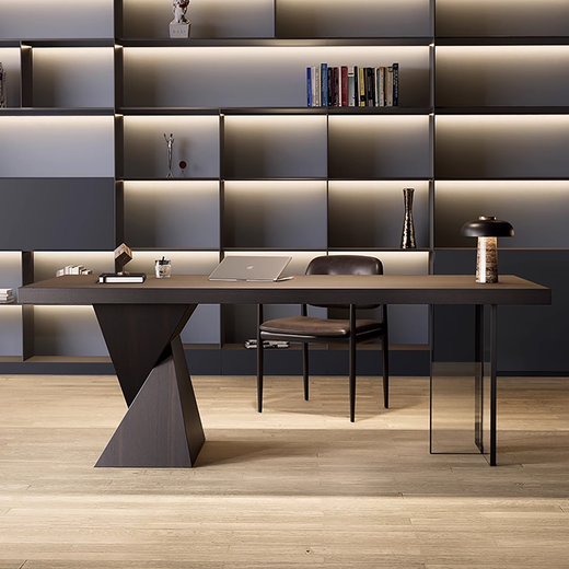 KSALOY Italian minimalist study desk light luxury design home office desk acrylic modern simple smoked wood color smoked wood color + acrylic desk + power strip 220*90*75cm