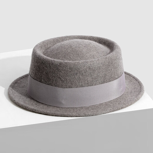 Lee dprre French hat for women autumn and winter concave top flat brim woolen flat brim small brim British elegant casual hat wool felt hat retro black adjustable