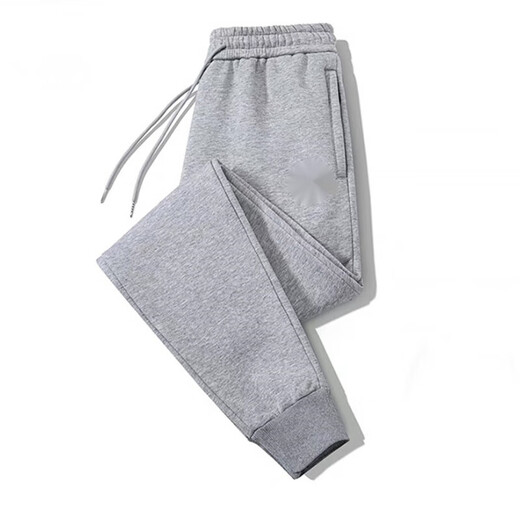 Fat Donglai pure cotton spring and autumn sports pants men's trousers with leggings casual loose large size running youth winter plus velvet cuffed sweatpants spring and autumn dark blue 1 piece thick section 2XL 140-160Jin Jin is equal to 0.5 kg