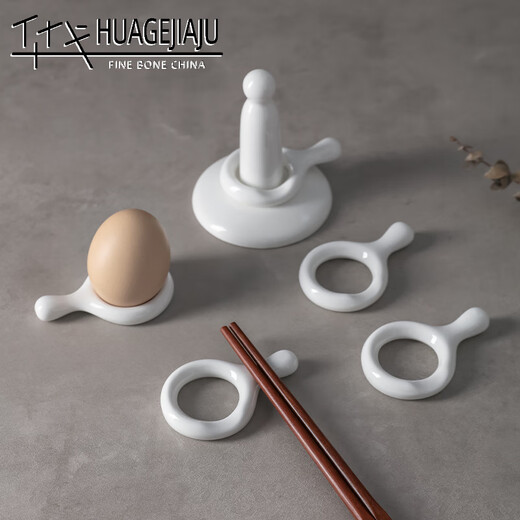 Lange creative Japanese chopstick holder household chopstick holder ceramic chopstick pillow Korean chopstick holder chopstick holder drag chopstick pad spoon rest 1 set of 5 breakfast spoons and 5 mahogany chopsticks