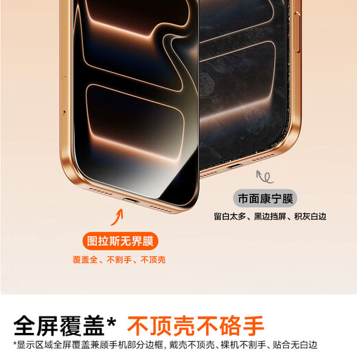 Tulas unbounded film, strong anti-fingerprint and super smooth, suitable for iphone15promax tempered film, apple 15pro mobile phone film, no black edges, full screen anti-fall, dust-free warehouse HD film, iPhone 15 Pro Max, buy one, get one free, one piece, get dust-free warehouse