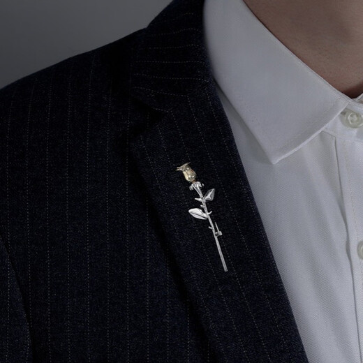 This rose brooch for men's suits, high-end corsage badge, coat brooch, fashionable peaked collar clothing matching rose brooch