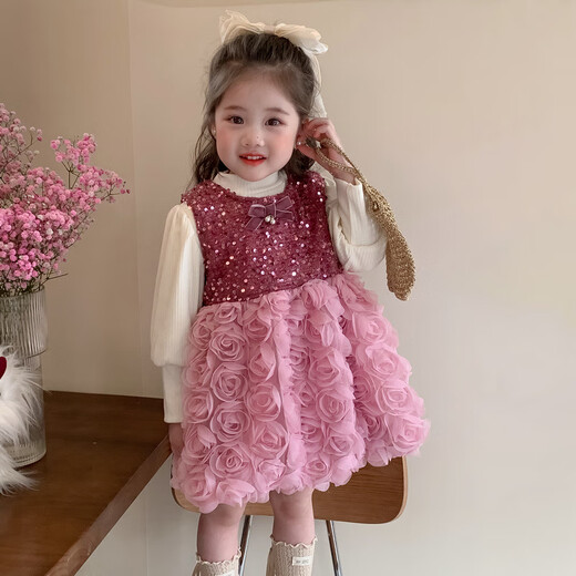 G.duck one-year-old dress baby girl autumn and winter style girls velvet suit princess skirt festive New Year's clothing children's dress red spring and autumn 90 recommended 9 months-1 year old 20-25 Jin Jin equals 0.5 kg