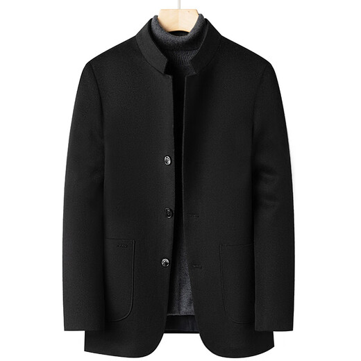 GOLDLION G+ Goldlion autumn and winter tunic suit for men with Chinese style wool casual suit for men with Chinese stand collar thickened woolen outer black M 170 recommended 95-125 Jin Jin is equal to 0.5 kg