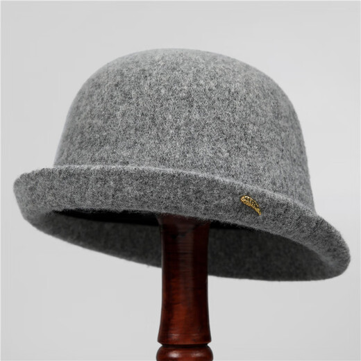 Woodpecker (TUCANO) woolen hat for women in autumn and winter, mother's versatile solid color curled edge small fisherman hat, fashionable and warm woolen hat, mocha color M (56-58cm)