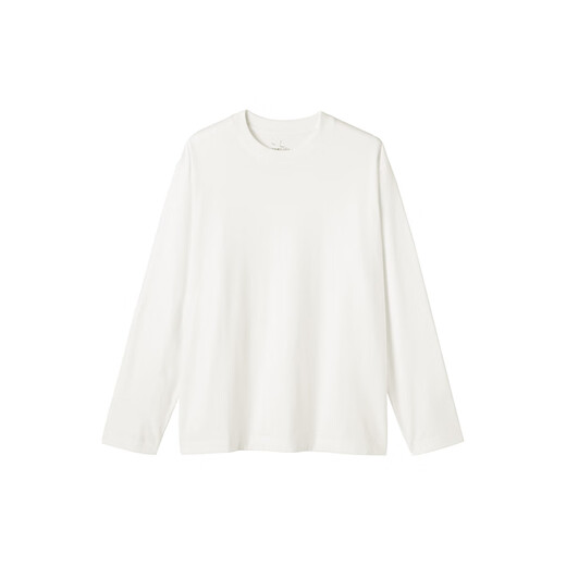 无印良品（MUJI）男式 起毛圆领长袖T恤男士打底衫男款男装25年秋季 AB1MTA5A 白色 L (175/100A)