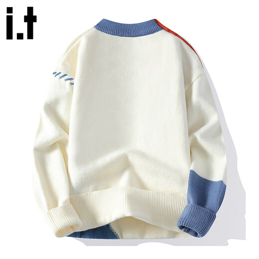 CHOCOOLATE it splicing design knitted sweater for men in autumn American fashion brand comfortable round neck sweater jacket green L recommended 120-135 Jin Jin equals 0.5 kg