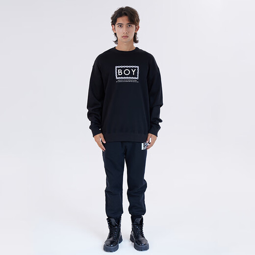BOY LONDONBoyLondonFW22 chain letter pullover sweatshirt for men and women, black, black L
