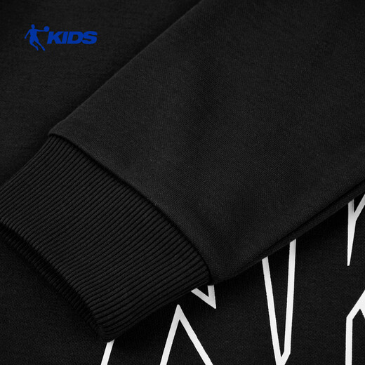 Jordan boys and girls fleece sweatshirt children's winter long-sleeved T-shirt round neck knitted children's clothing black 165