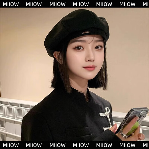 Catman beret women's autumn and winter Korean version versatile painter's hat Japanese retro big head circumference showing face small bud hat