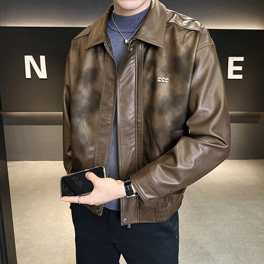 VANCL Recommended by Lei Jun 2025 Autumn New Fashion Lapel Motorcycle Leather Jacket Black Handsome Versatile Business Trend Black M