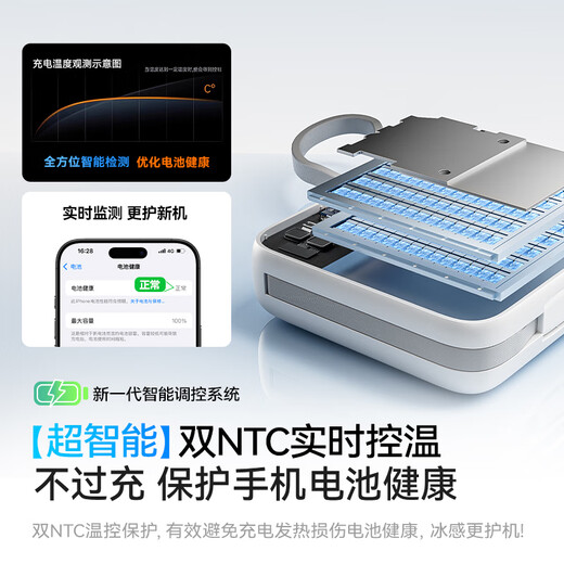 HYUNDAI modern small square brick comes with wired power bank, compact and portable 10000 mAh 3C certified, can be brought on board mini super large capacity super fast charging mobile power supply national standard 20,000 white super mini comes with dual wires丨22.5W fast charging