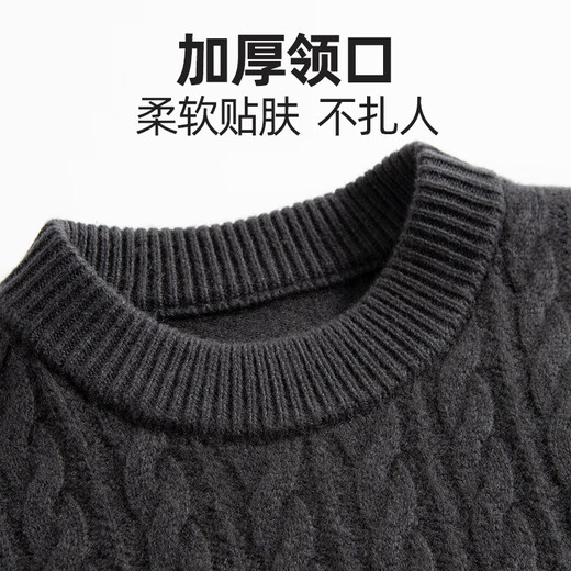 Shanshan 100% wool cardigan men's autumn and winter heavyweight thickened round neck close-fitting comfortable skin-friendly twist sweater