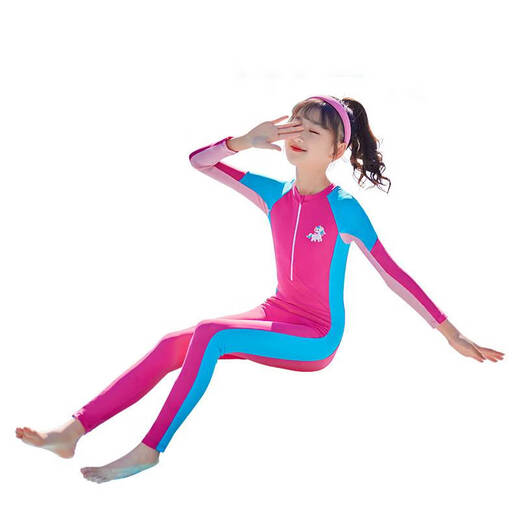 Nanbomaru children's swimsuit one-piece boxer long-sleeved trousers, sun protection, conservative, sports for small, medium and large children, new hot spring swimwear, rose red swimming goggles_nose clip earplugs M L (recommended height 100-110c weight 30-40Jin Jin equals 0.5 kg)