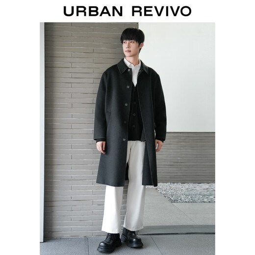 UR2025 new winter men's urban simple lapel pocket wool coat UMF150075 dark gray L