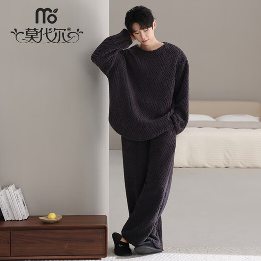 Modal Couple Pajamas Zodiac Year Women's Red Coral Velvet Suit Winter Home Clothes Men's Thickened Festive Wedding Suit Red + Male (With Pocket) M (80-100Jin Jin equals 0.5kg)